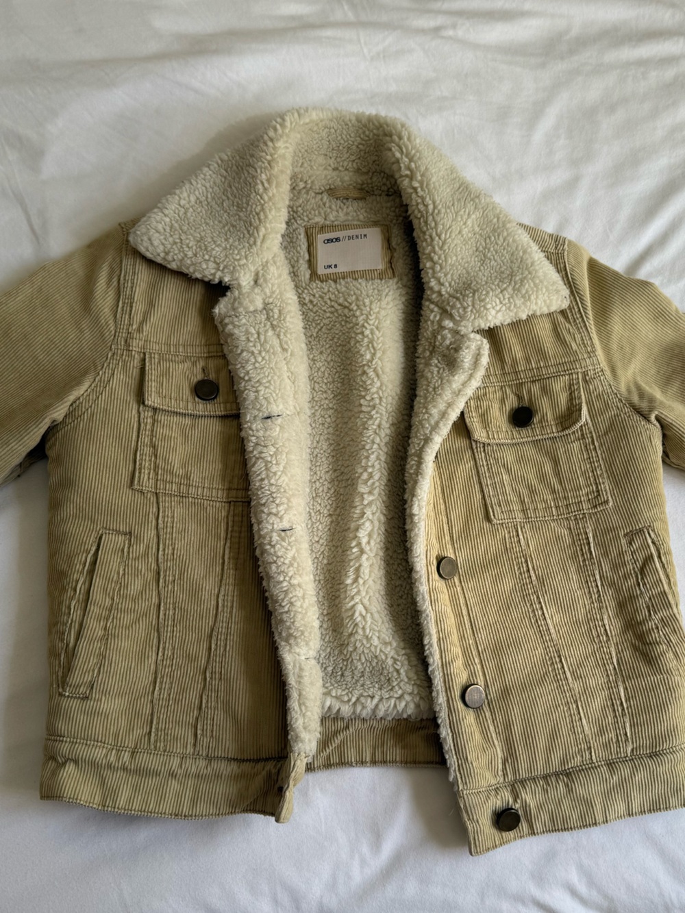 ASOS Corduroy Sherpa-Lined Jacket in Beige Cream